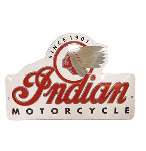 Fiftiesstore Indian Motorcycles Logo Wit Emaille Bord - 40 x 26cm
