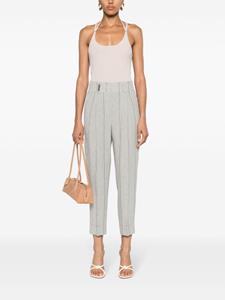Peserico pinstriped linen cropped trousers - Grijs