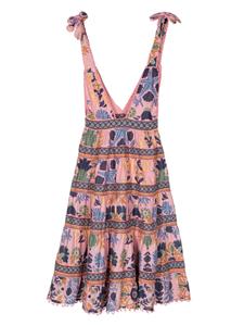 FARM Rio Seashell Tapestry-print cotton dress - Roze