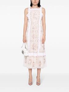 Needle & Thread Blossom Bib embroidered dress - Beige