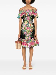 ETRO floral-print off-shoulder cotton dress - Zwart