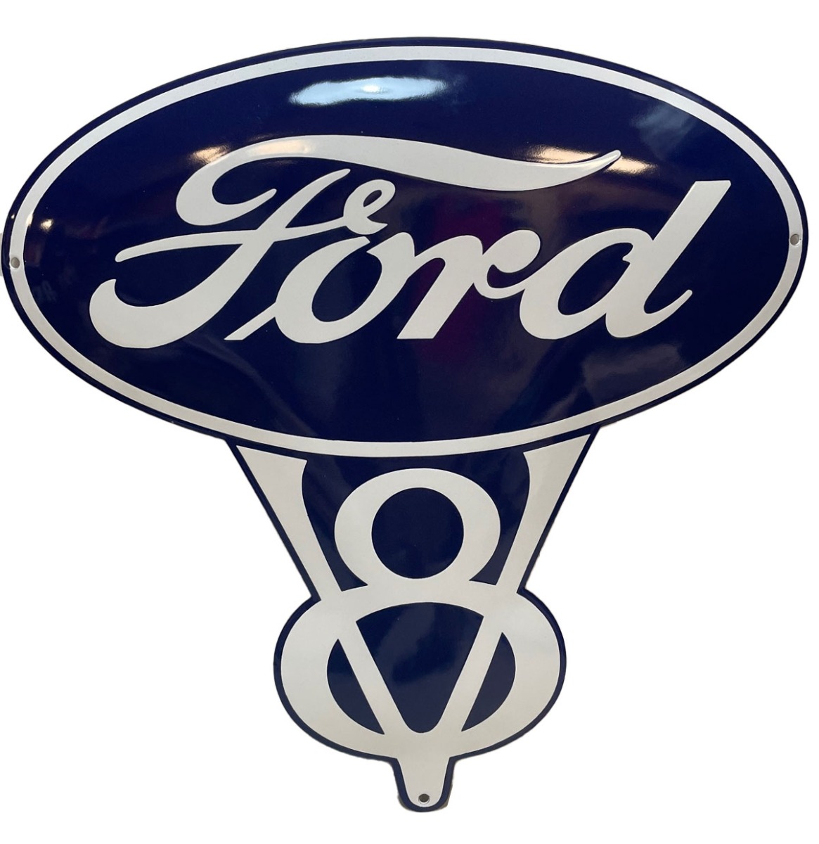 Fiftiesstore Ford V8 Oval Emaille Bord 46 x 46 cm