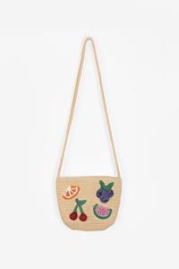 Sissy-Boy Crossbody Tas Van Stro Met Gehaakte Fruit Emblemen