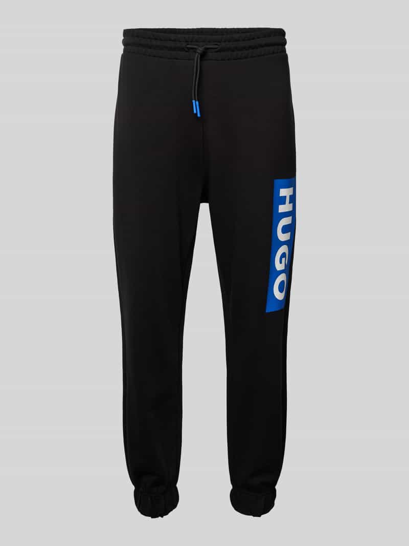 Hugo Blue Regular fit sweatpants met labelprint, model 'Nuram'