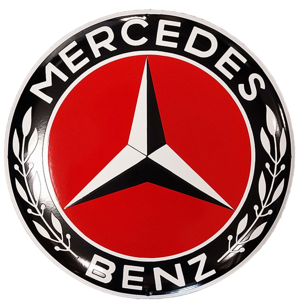 Fiftiesstore Mercedes-Benz Logo Rood Emaille Bord - Ø60cm