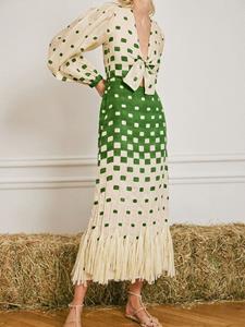Johanna Ortiz Pradera linnen jurk met geometrische print - Beige