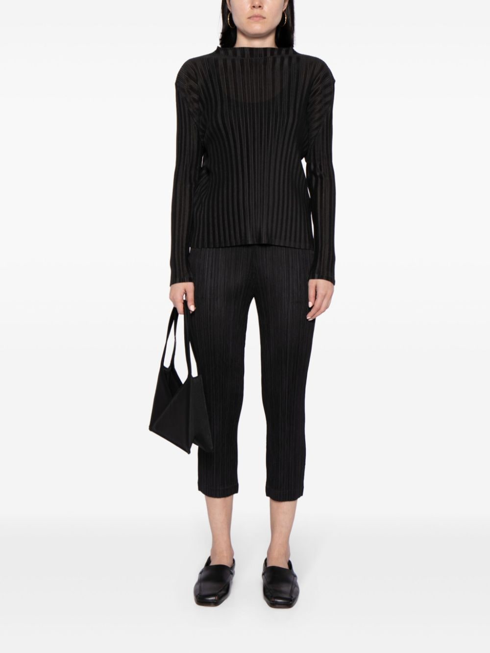 Pleats Please Issey Miyake Thicker pleated cropped trousers - Zwart