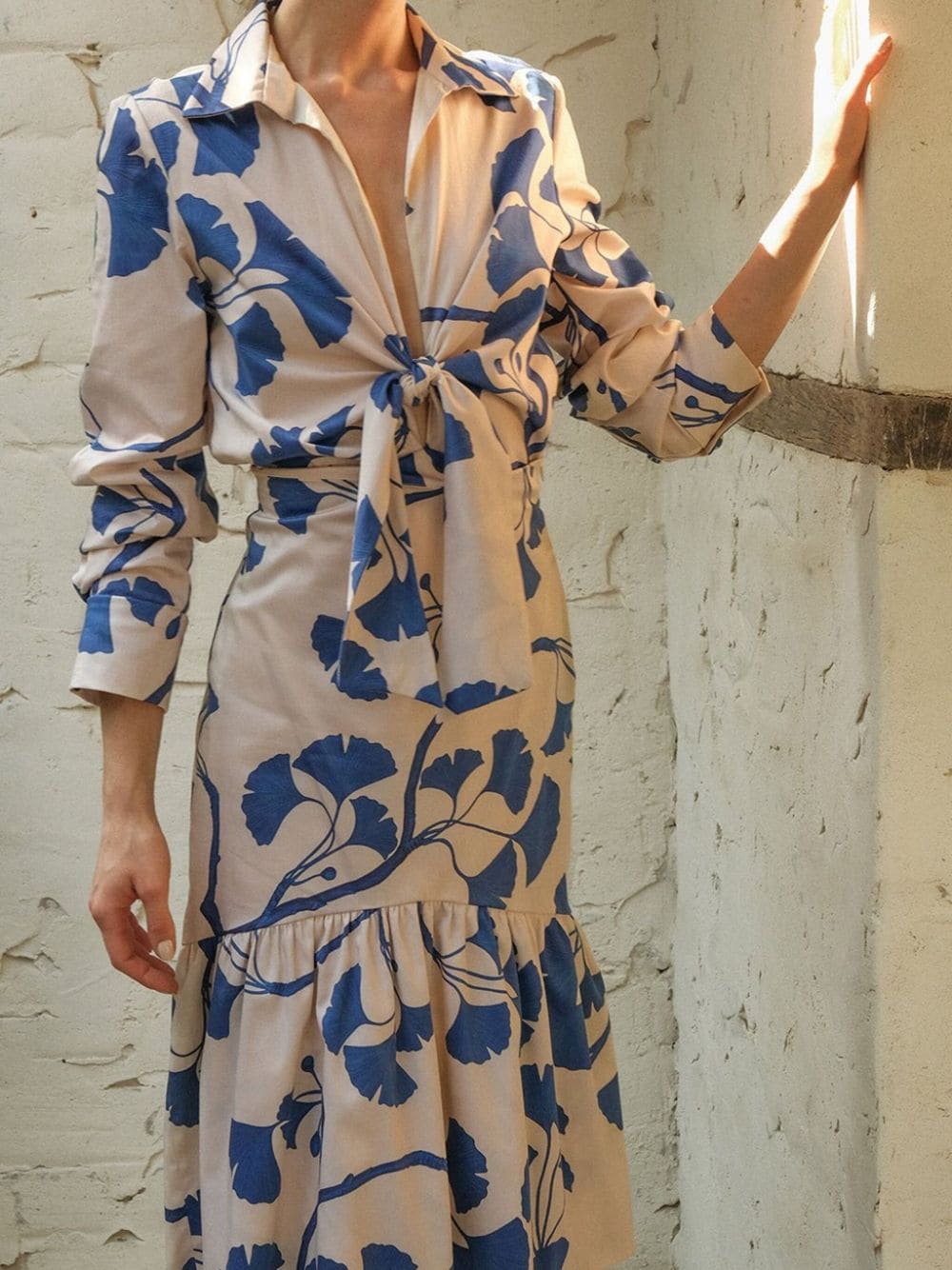 ANDRES OTALORA Linnen jurk met bloemenprint - Blauw