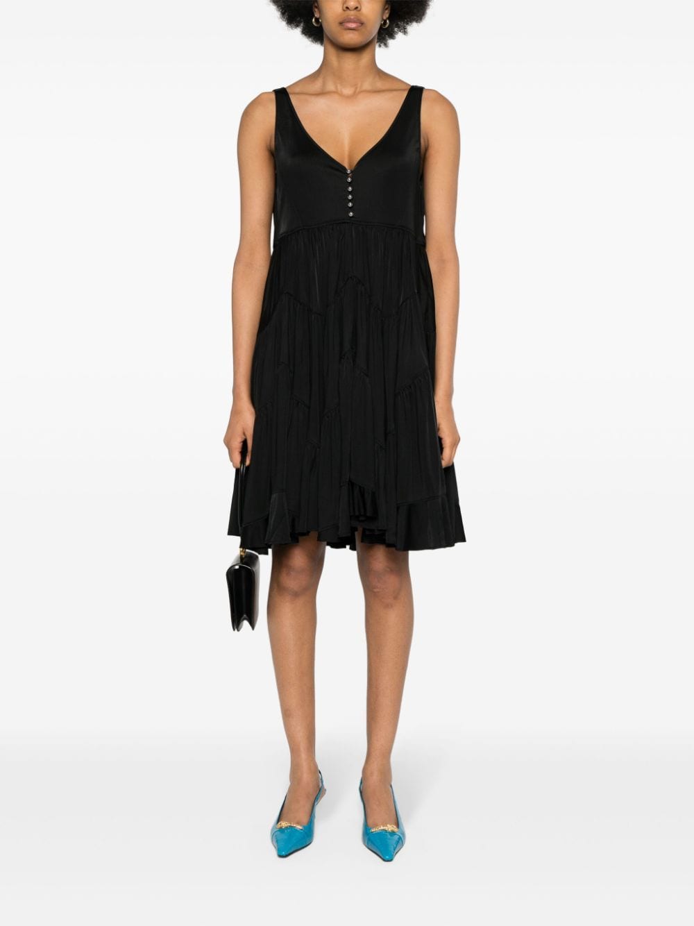 Lanvin sleeveless tiered dress - Zwart