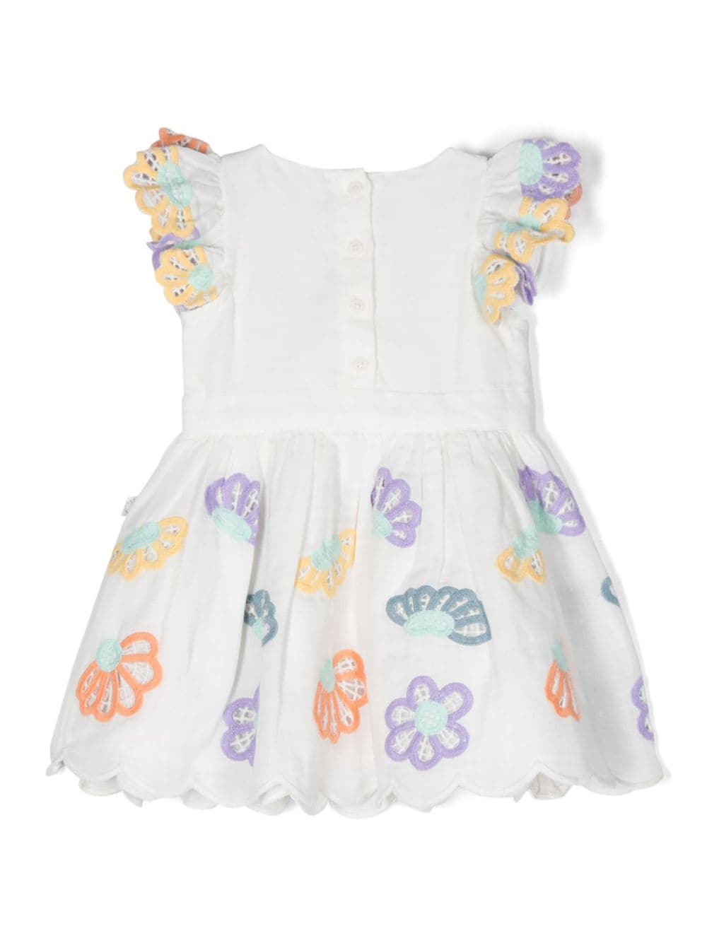 Stella McCartney Kids floral-embroidery scallop-trim dress - Wit