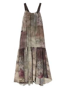 Ziggy Chen abstract-print silk dress - Beige
