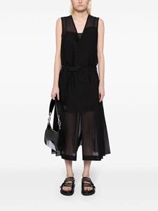 Sacai Semi-doorzichtige jurk met ceintuur - Zwart