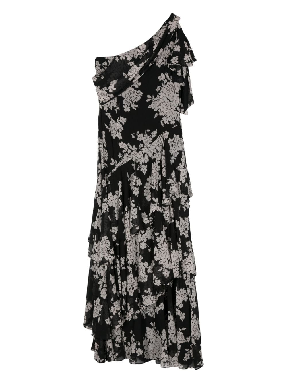 Lauren Ralph Lauren floral-print ruffled-detail gown - Zwart