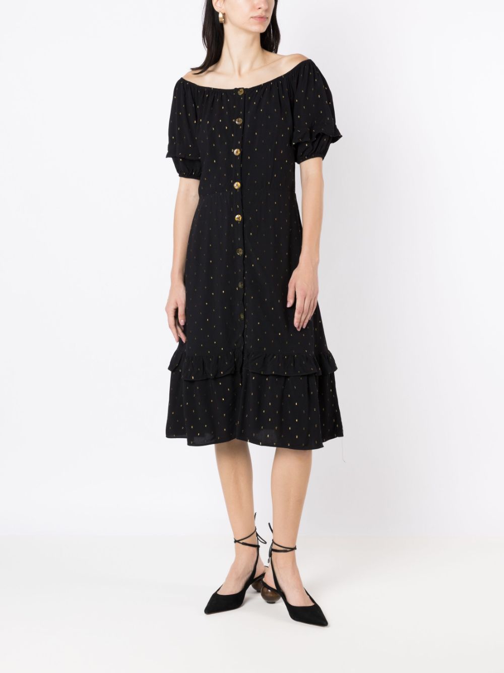 Amapô Button-down jurk - Zwart