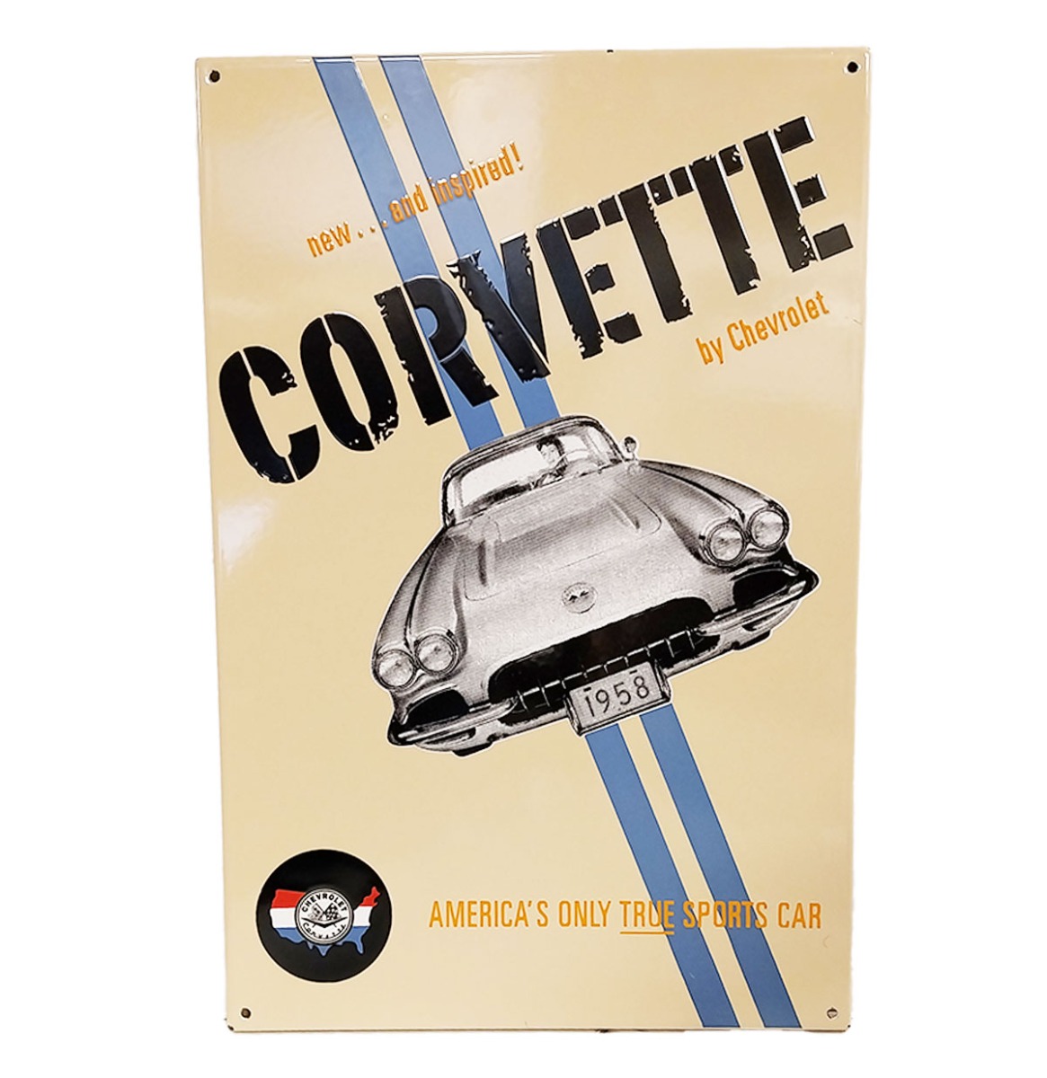 Fiftiesstore Corvette Vintage Advertentie Emaille Bord - 60 x 40cm