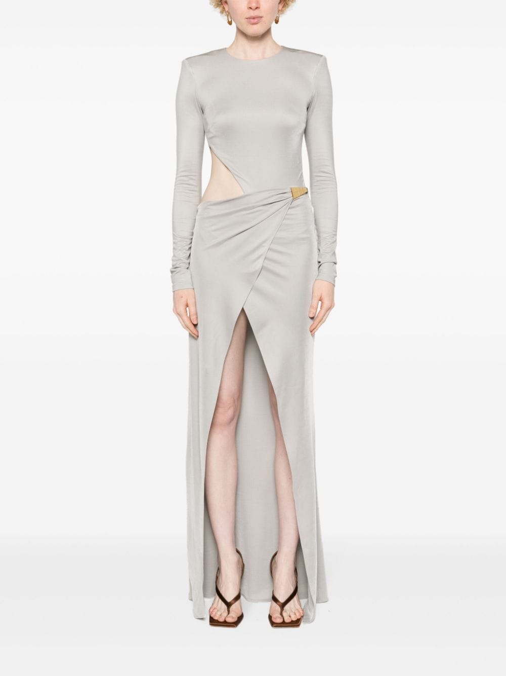 Elisabetta Franchi asymmetric cut-out long dress - Grijs