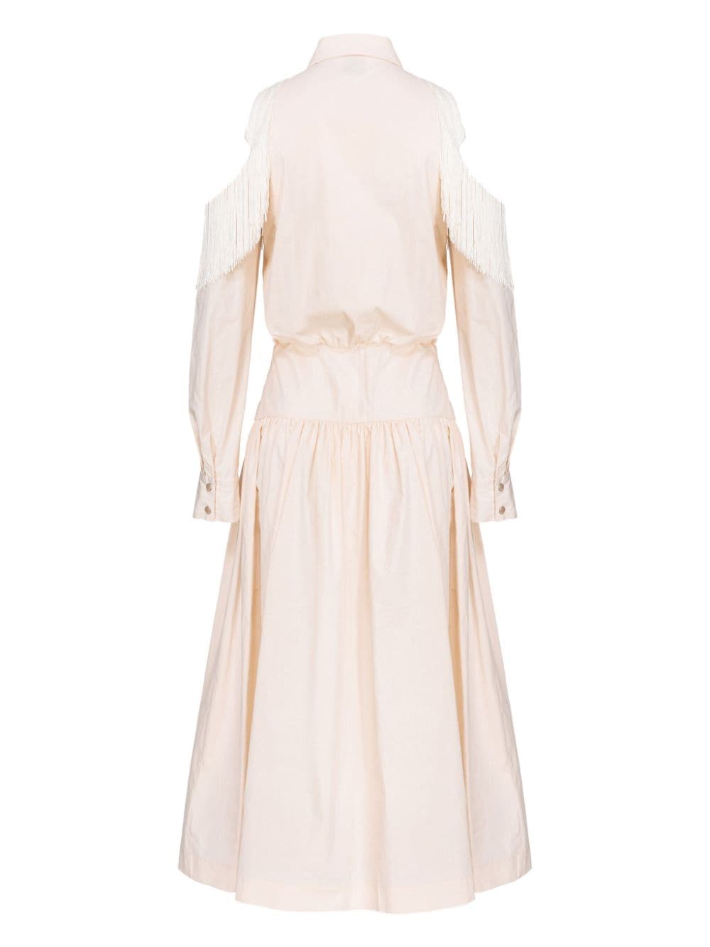 PINKO fringe-detailing cotton dress - Beige