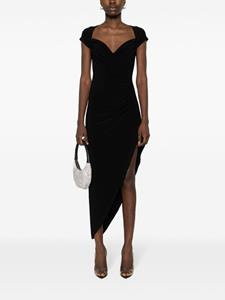 Norma Kamali cap-sleeves asymmetric dress - Zwart