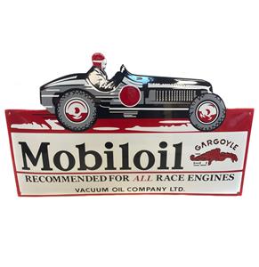 Fiftiesstore Mobiloil Gargoyle Raceauto Emaille Bord - 61 x 38 cm