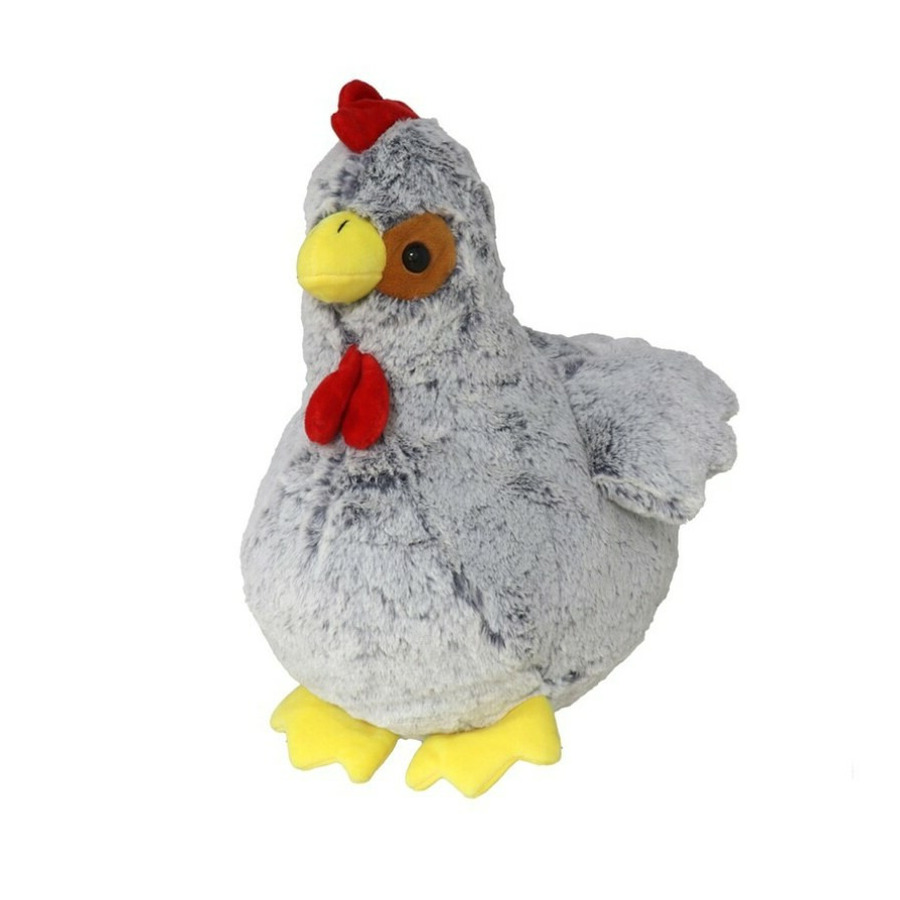 Gerimport Pluche kip knuffel - 20 cm - grijs - boederijdieren kippen knuffels -
