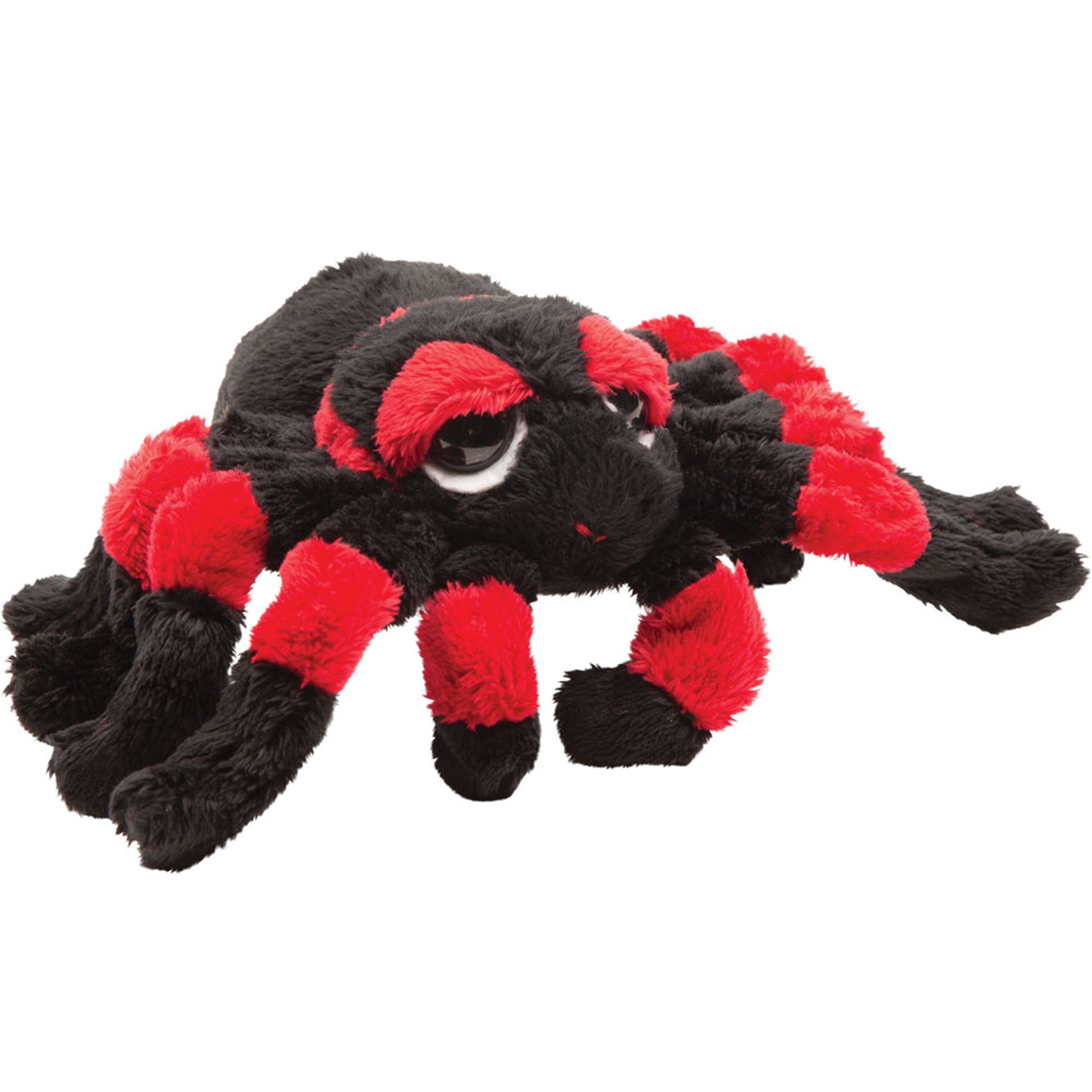 Pluche knuffel spin - tarantula - zwart/rood - 13 cm - speelgoed -
