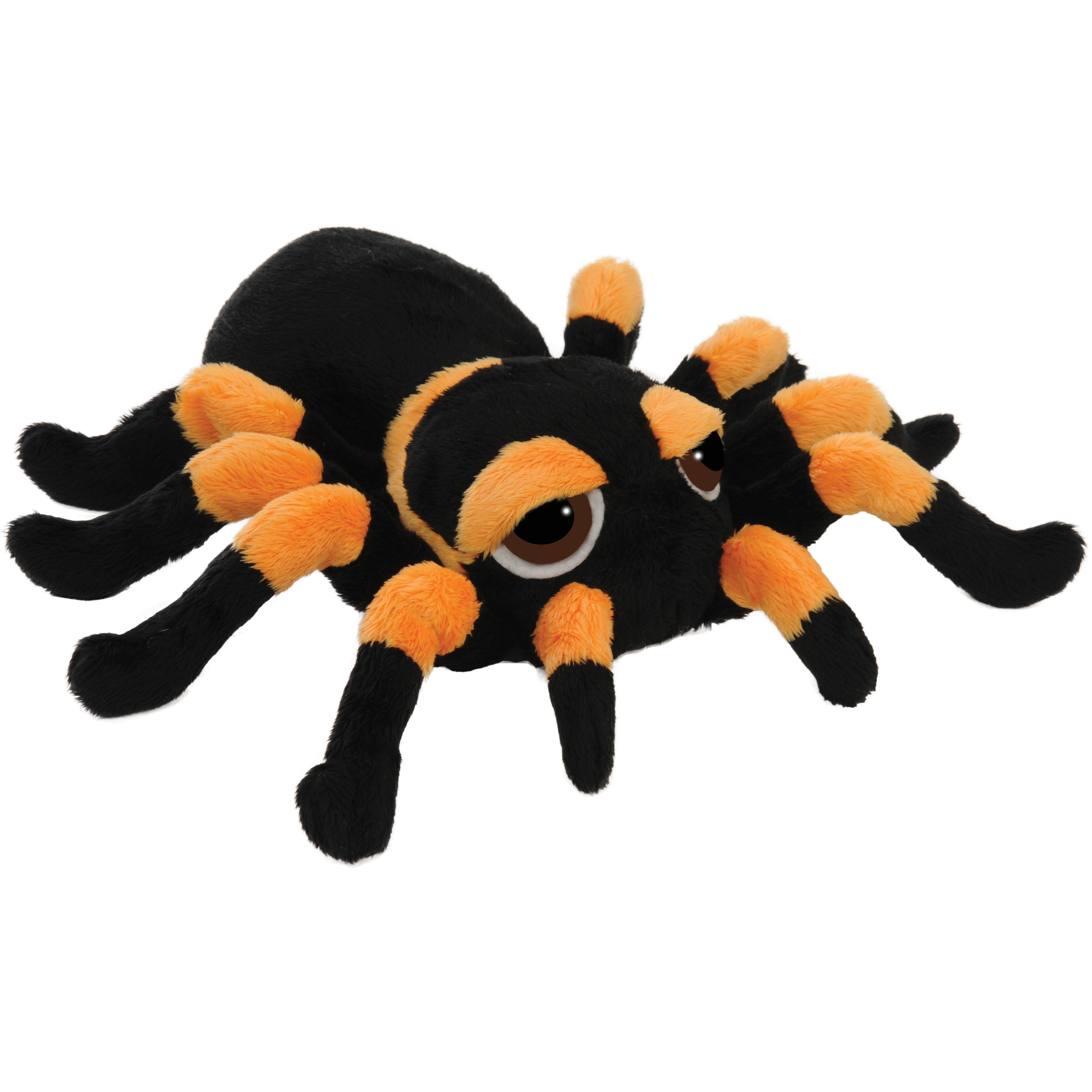 Suki Gifts Pluche knuffel spin - tarantula - zwart/oranje - 22 cm - speelgoed -