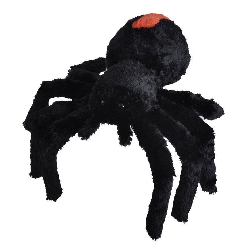Wild Republic Pluche zwarte roodrugspin/spinnen knuffel 35 cm speelgoed -