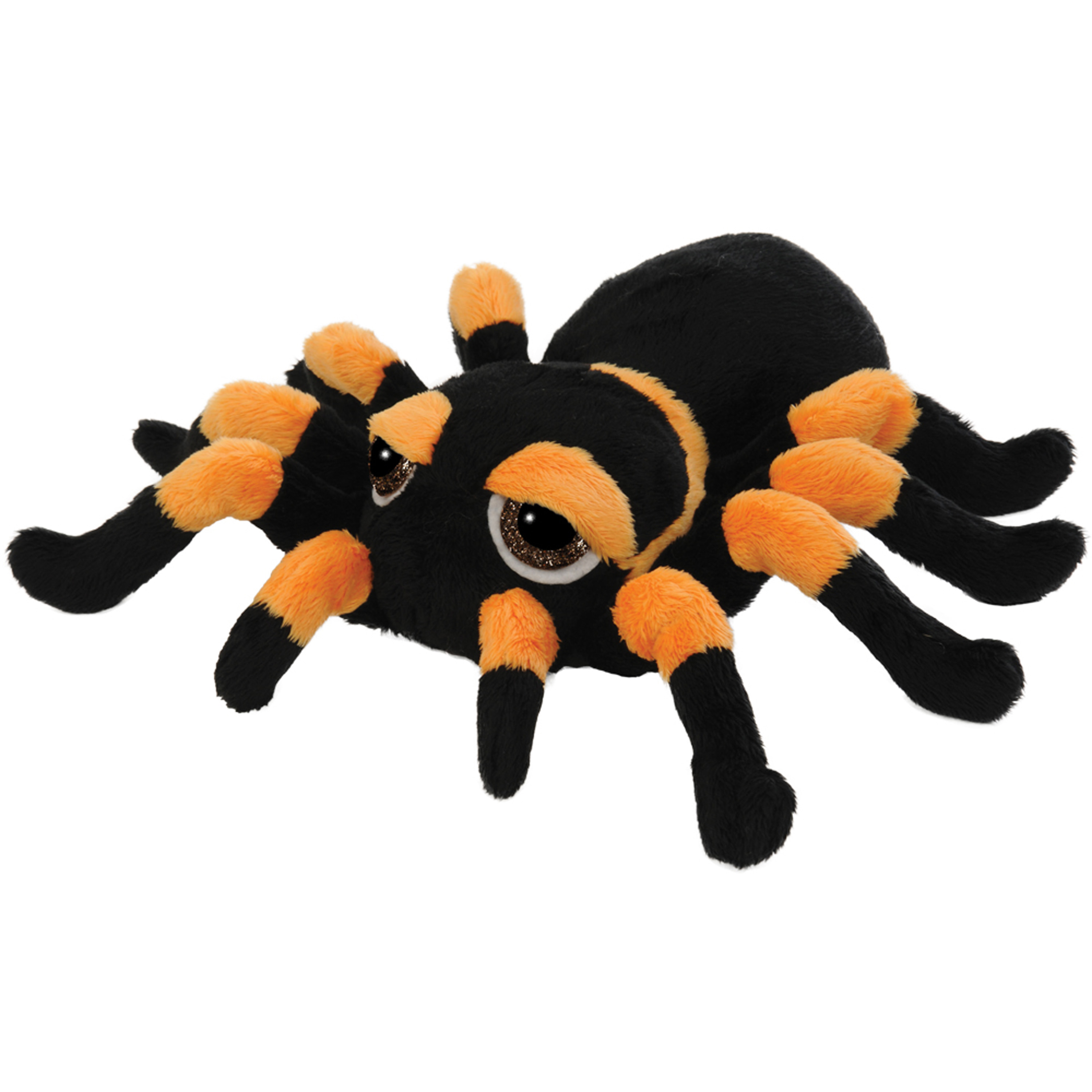 Suki Gifts Pluche knuffel spin - tarantula - zwart/oranje - 33 cm - speelgoed -