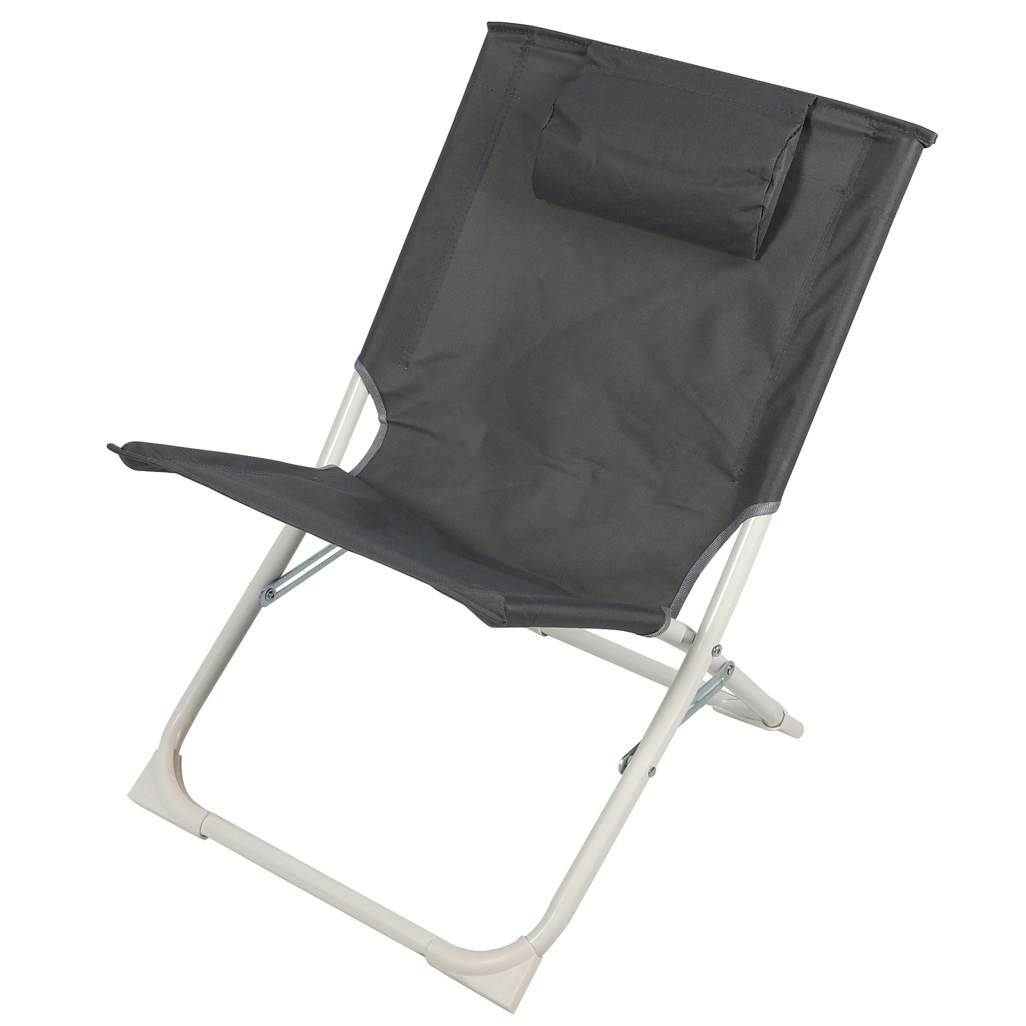 Sunnydays camping/strand stoel - aluminium - inklapbaar - grijs - L49 x B62 x H61 cm -