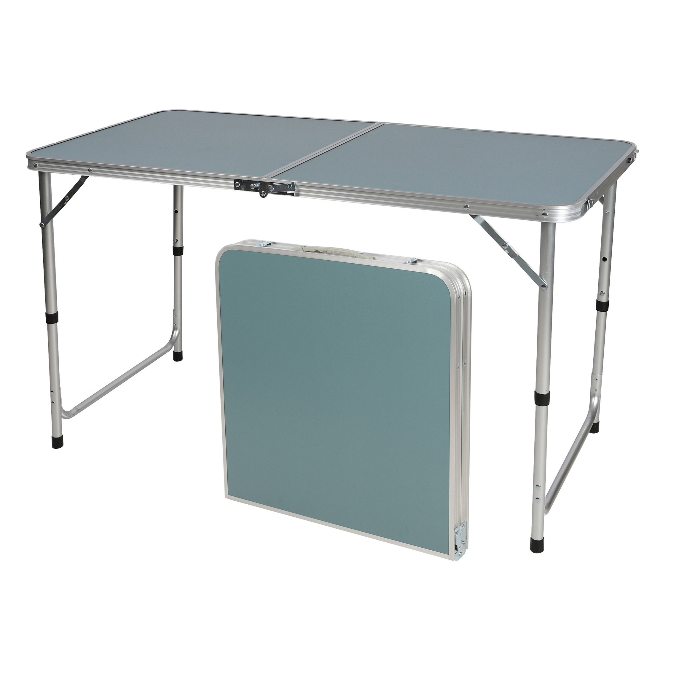 Sunnydays camping tafel - aluminium - opvouwbaar - blauw - L120 x B60 x H67 cm -