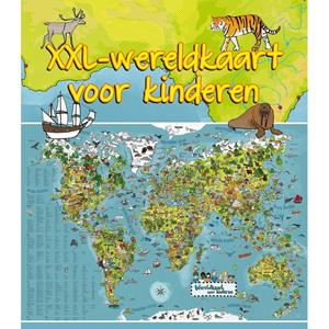Merkloos Wereldkaart dieren voor aan de muur x 95 cm -