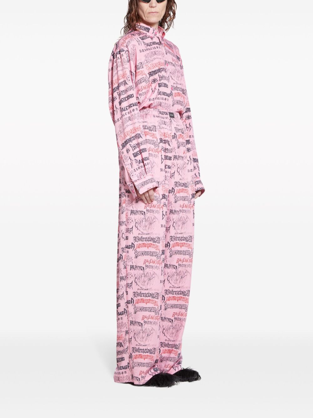 Balenciaga DIY Metal broek met wijde pijpen - Roze