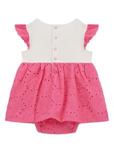 Guess kids logo-embroidered broderie anglaise dress - Roze