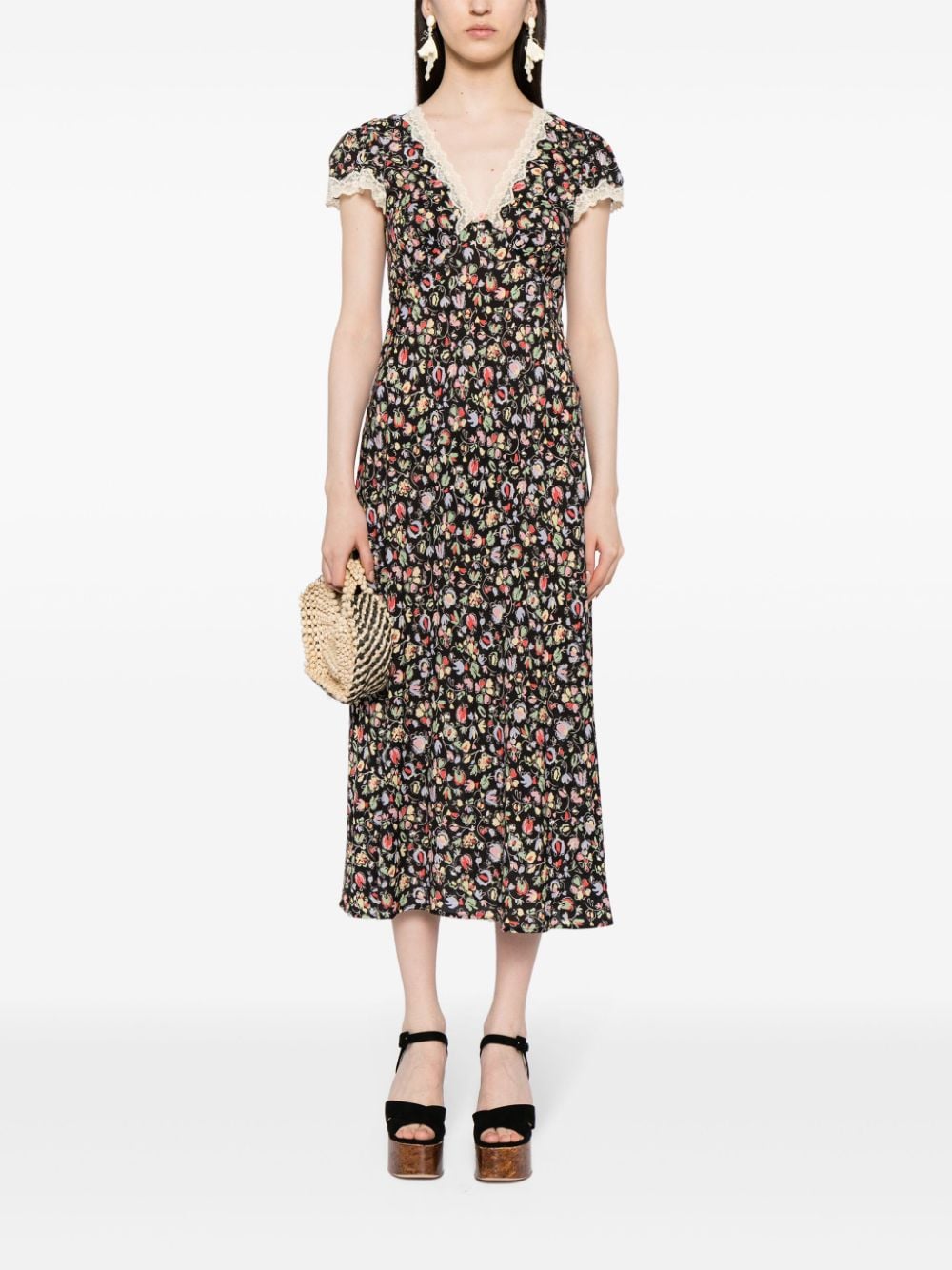 Rixo Clarice floral-print dress - Zwart