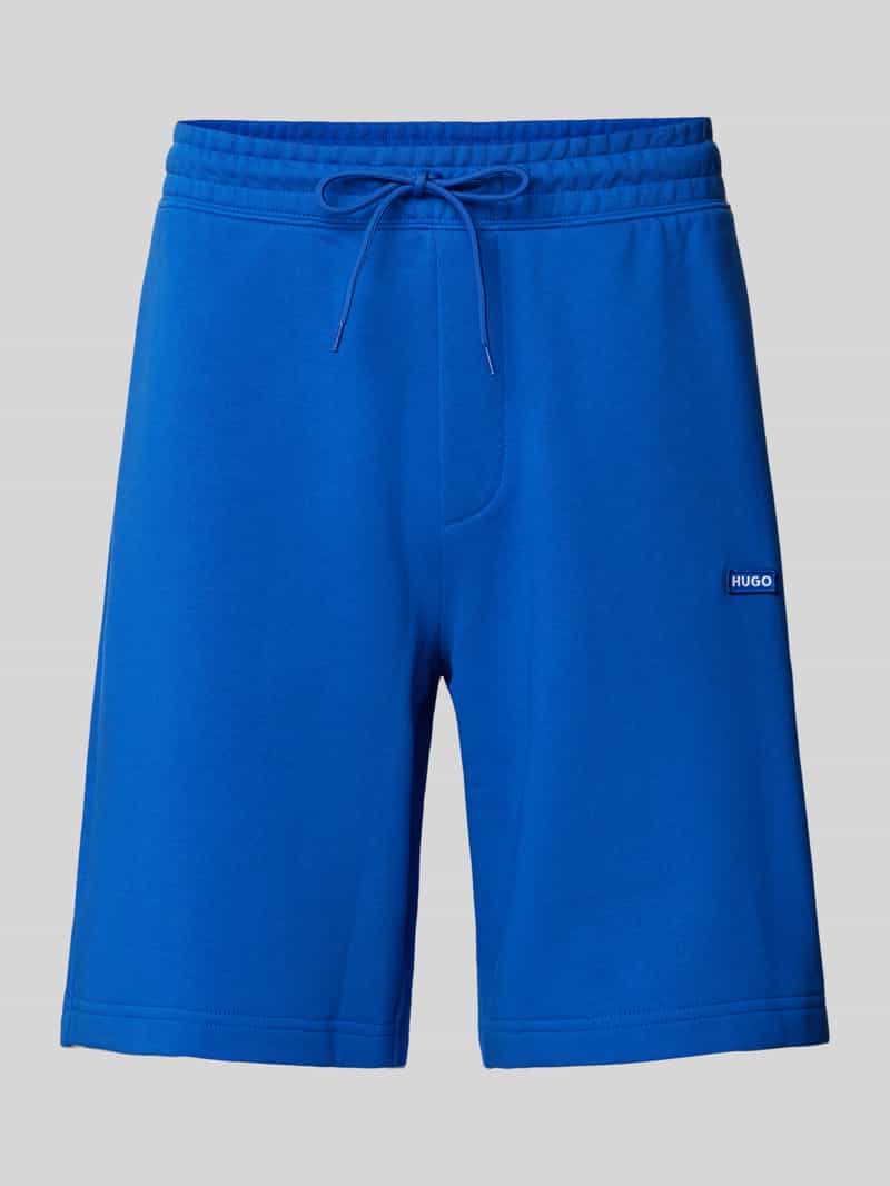 Hugo Blue Regular fit sweatshorts met labelpatch, model 'Nasensio'