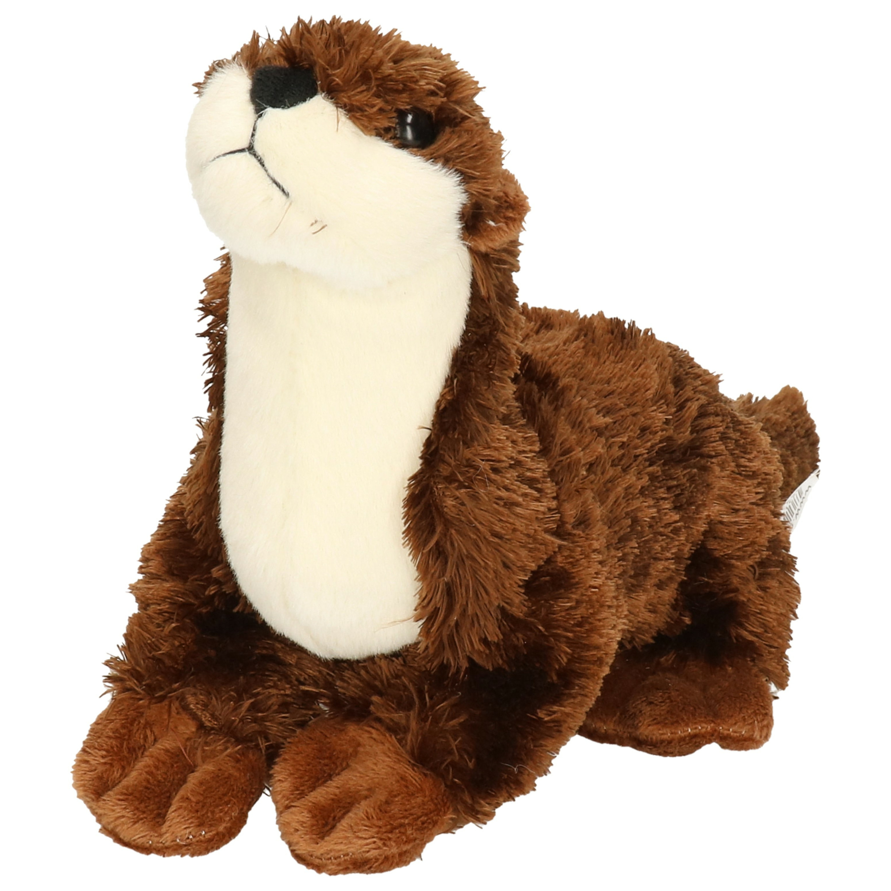 Uni Toys Knuffeldier Otter - zachte pluche stof - bruin - 16 cm - dieren speelgoed -