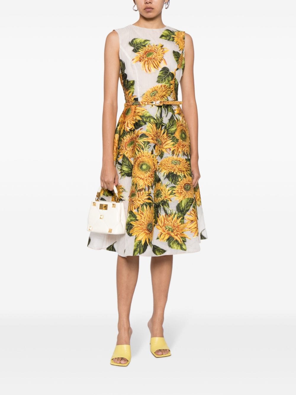 Oscar de la Renta Midi-jurk met bloemenprint - Veelkleurig