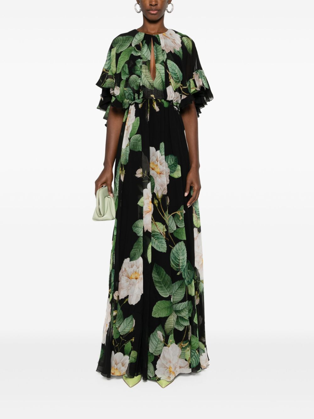 Giambattista Valli Maxi-jurk met bloemenprint - Zwart