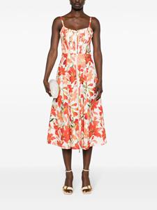 ZIMMERMANN floral-print linen midi dress - Beige