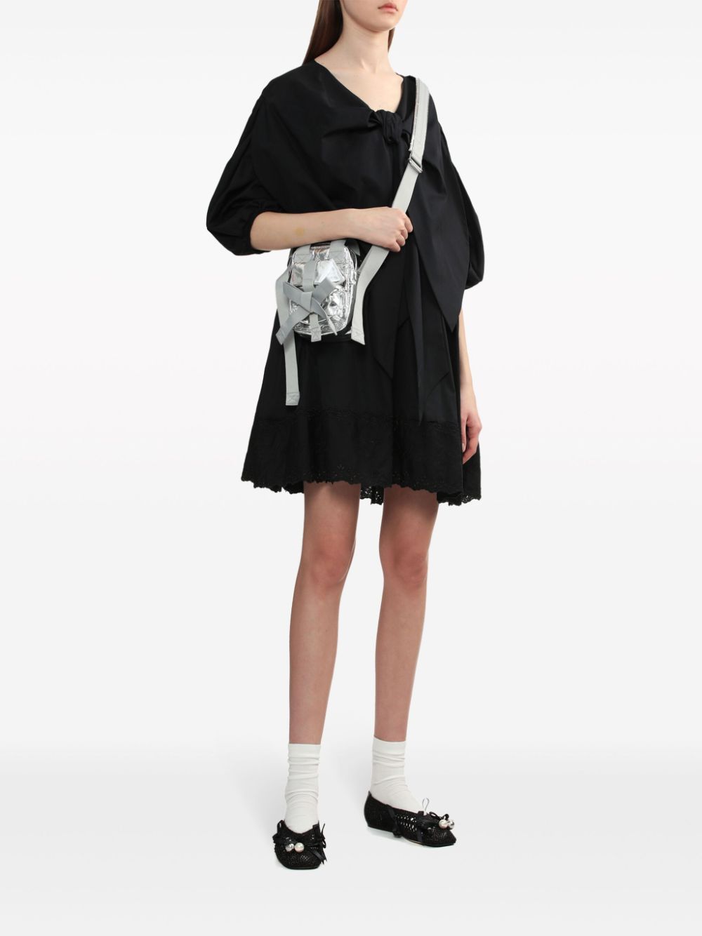 Simone Rocha Mini-jurk verfraaid met strik - Zwart