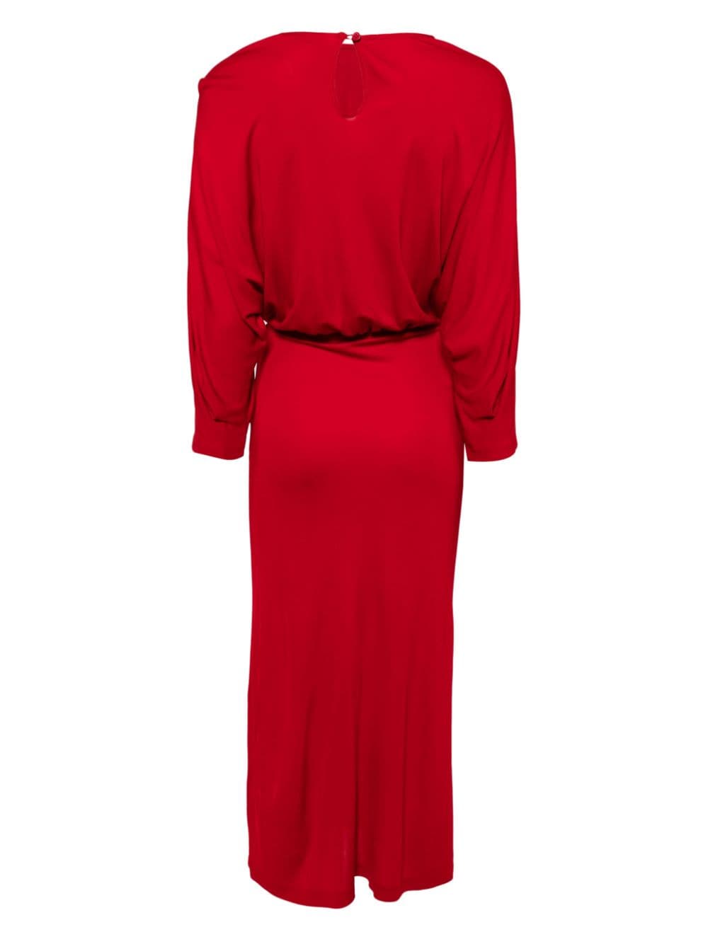 DVF Diane von Furstenberg Chrisey ruched-detail midi dress - Rood
