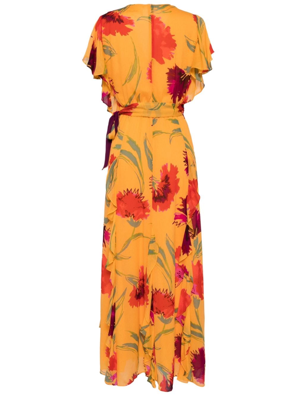 DVF Diane von Furstenberg Bleuet floral-print chiffon maxi dress - Oranje