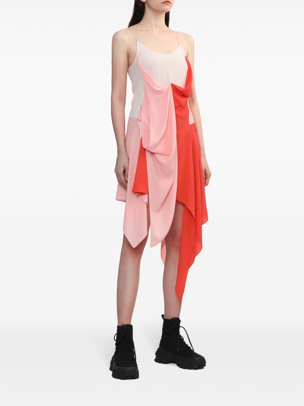Kiko Kostadinov Asymmetrische mini-jurk met colourblocking - Rood