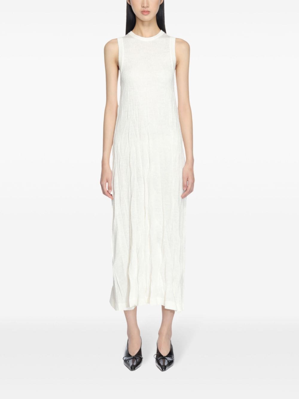 Helmut Lang Midi-jurk met gekreukt effect - Beige