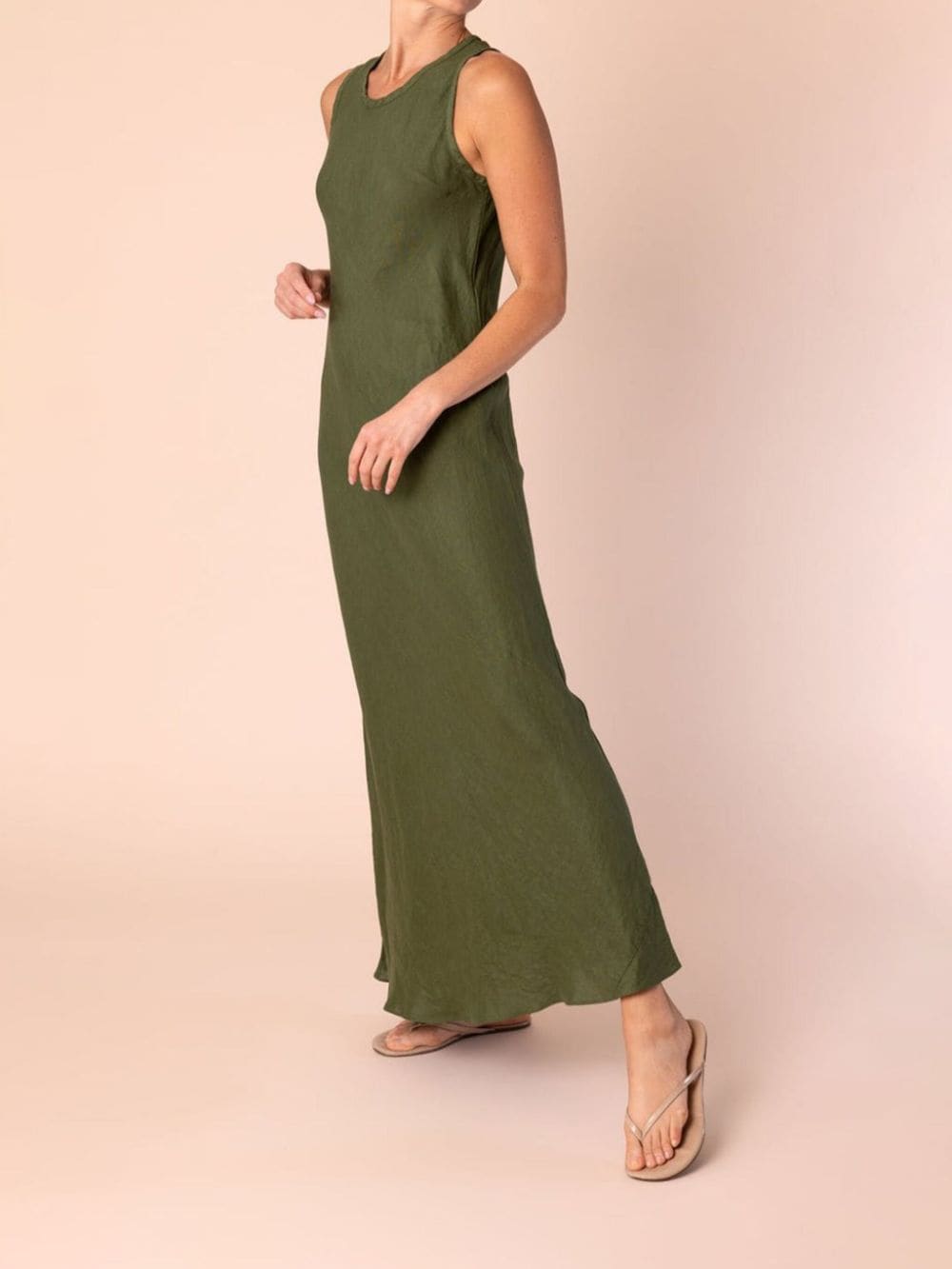 ASPESI Linnen jurk met A-lijn - Groen