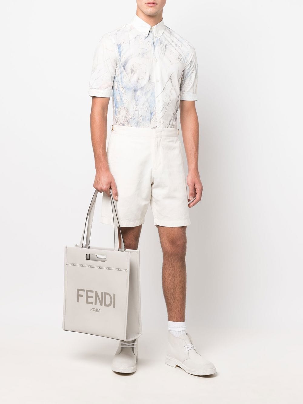 FENDI Shopper met logo-reliëf - Grijs