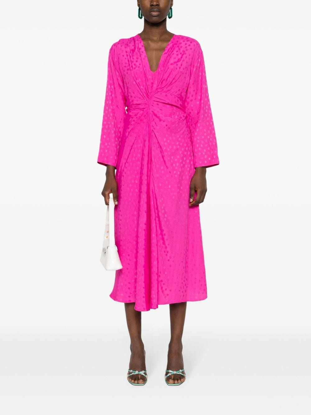 SANDRO Midi-jurk met jacquard - Roze
