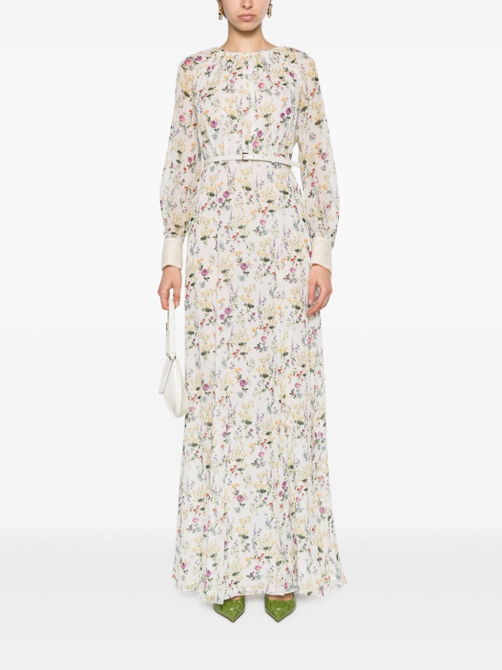 Max Mara Maxi-jurk met bloemenprint - Wit