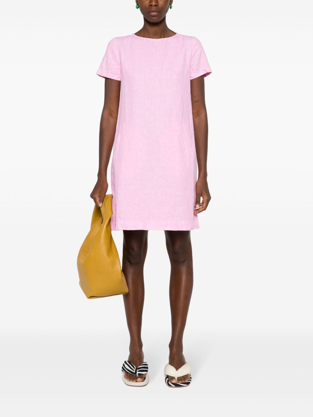 ASPESI linen mini T-shirt dress - Roze
