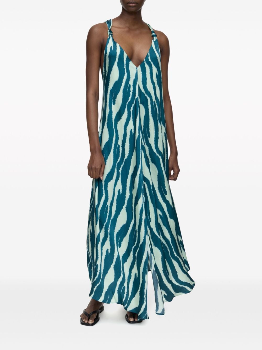 Closed Maxi dress knotted straps - Groen